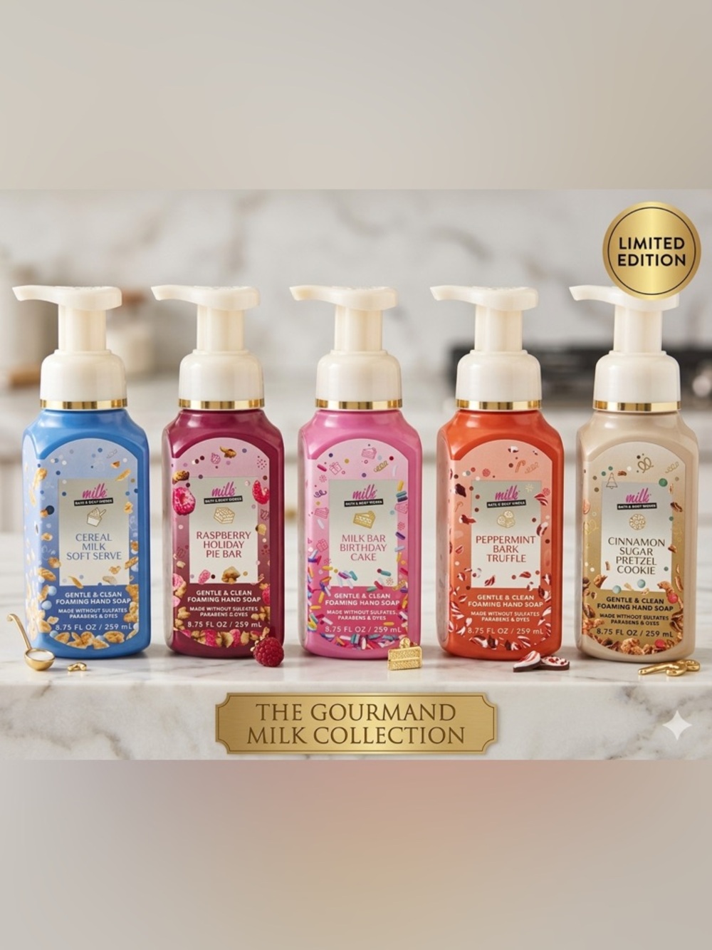 Bath & Body Works Milk Bar Collection All Foaming Hand Soap Full Set 5pc
